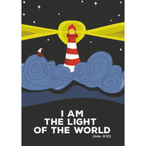 Postikortti: I am the light of the World. Joh. 8:12