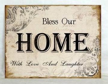 Metallinen sisustuskyltti "Bless Our HOME .."