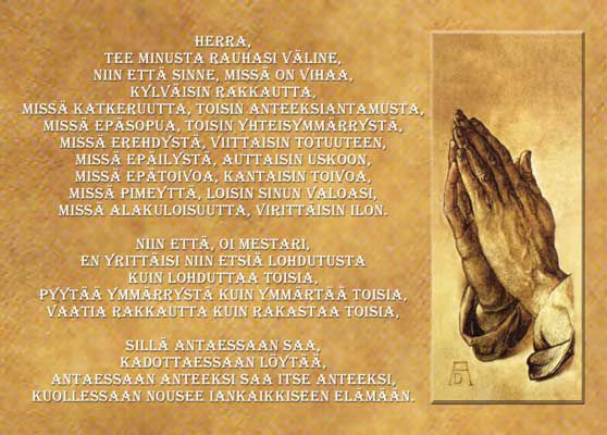 Postikortti, Franciscus Assisilaisen rukous