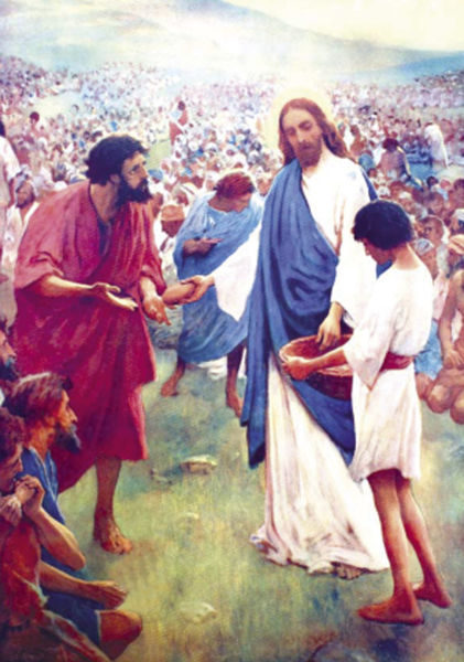 Postikortti, Jeesus ruokkii viisituhatta ihmistä