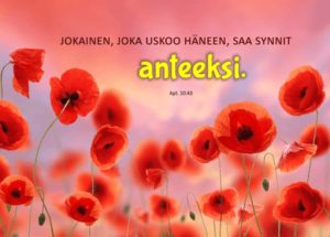 Kortti: Jokainen, joka uskoo Häneen (Apt.10:43)