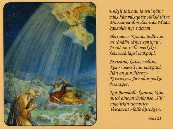 Joulukortti, Enkeli taivaan