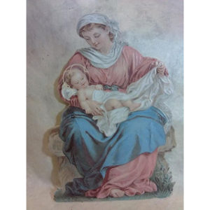 Postikortti taustatuella: Maria ja Jeesus