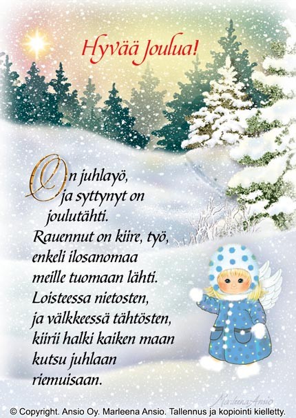 Joulukortti: On juhlayö (Marleena Ansio) – kristillinenkirjakauppa.fi