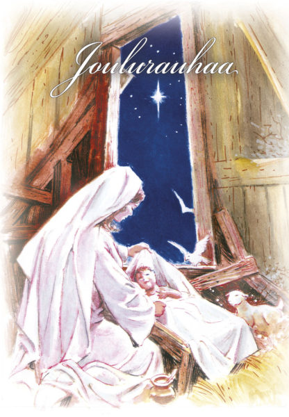 2-osainen jouluevankeliumikortti (Jeesus ja Maria)
