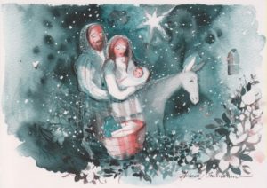Joulukortti: Joosef, Maria ja Jeesus Joulukortti: Joosef, Maria ja Jeesus