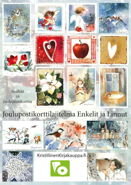 Joulupostikorttilajitelma: Enkeli ja linnut (sis. 16 korttia)