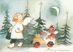 Joulukortti: Kuutamolla