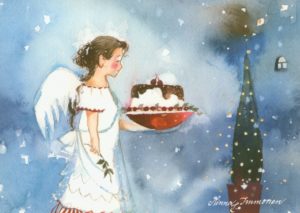 Joulukortti: Lumihiutale-enkeli