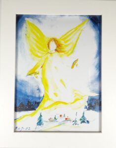 Taulu, Suojeleva enkeli, 18,5x23,5cm, valkoinen, sileä kehys