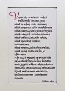 Taulu, Franciscus Assisilaisen rukous 12x17cm.