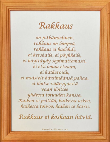 Taulu, Rakkaus on.. (hunajan ruskea, Rk 2012)