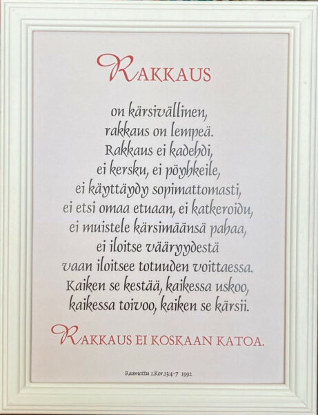 Taulu, Rakkaus on.. (valkoinen raita, Rk 1992)