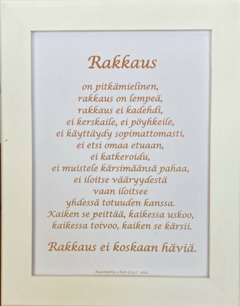 Taulu, Rakkaus on.. (valkoinen sileä, Rk 2012)