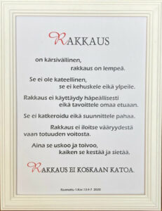 Taulu, Rakkaus on.. (valkoinen raita, Rk 2020)