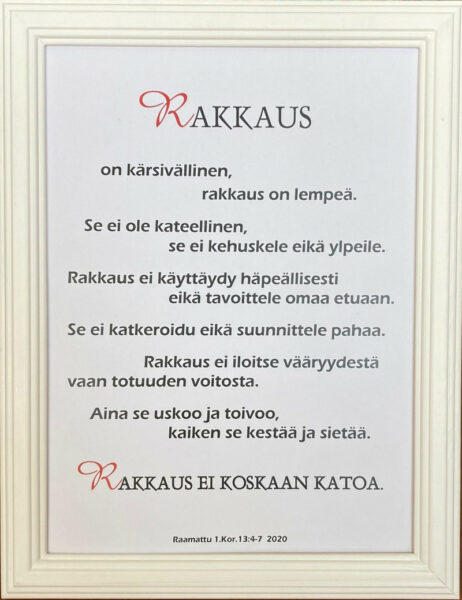 Taulu, Rakkaus on.. (valkoinen raita, Rk 2020)