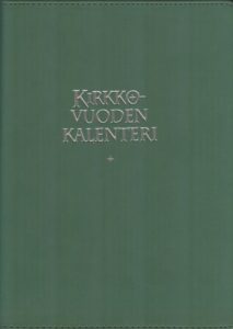 Kirkon taskukalenteri 2024 + siniset pujotuskannet, kynäpidike