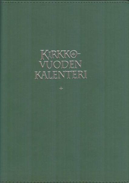 Kirkon taskukalenteri 2024 + siniset pujotuskannet, kynäpidike