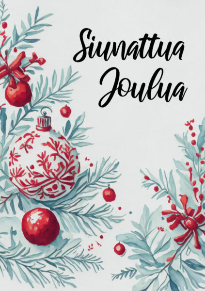 Joulukortti: Siunattua Joulua, joulukoristeet