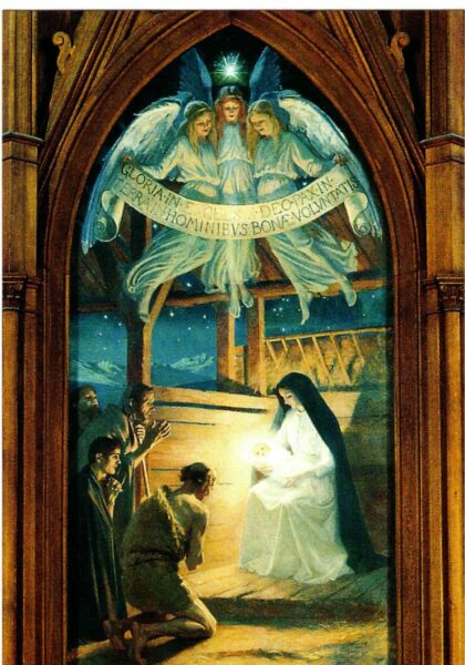 Joulukortti: Jeesus ja Maria