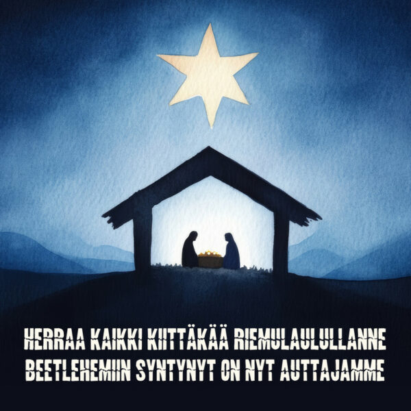 Joulukortti Herraa kaikki kiittäkää..."