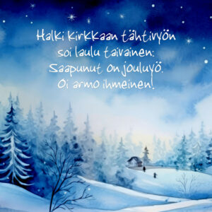 Joulukortti Halki kirkkaan tähtivyön..." Joulukortti Halki kirkkaan tähtivyön..."
