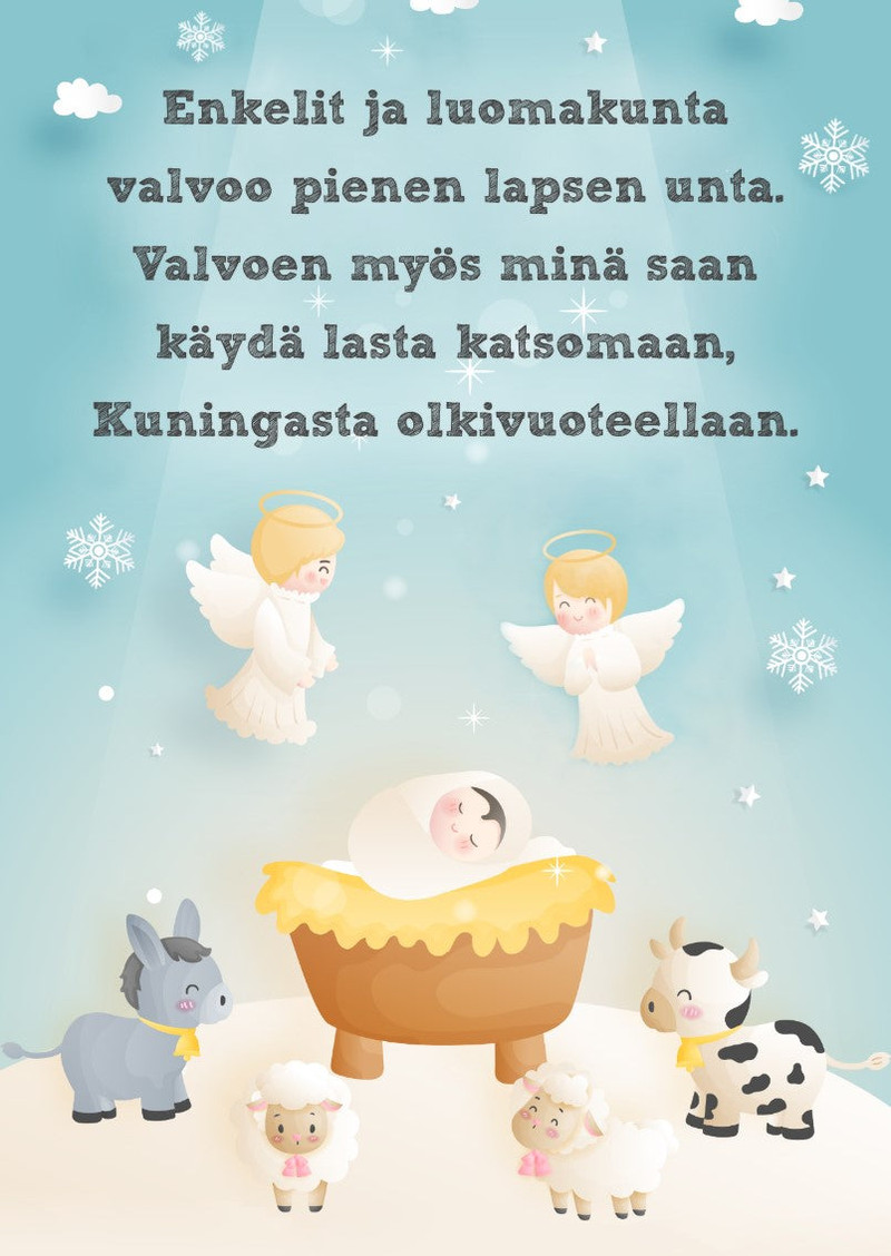 Joulukortti Enkelit ja luomakunta..."