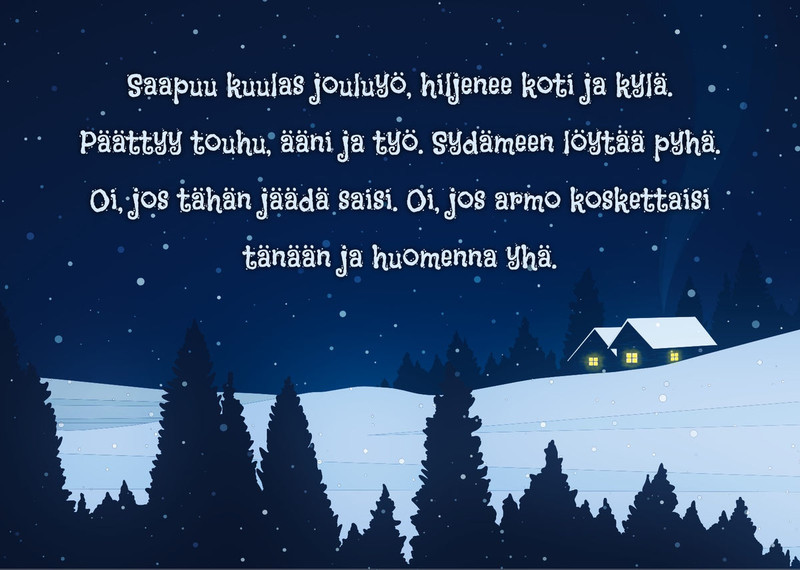 Joulukortti "Saapuu kuulas jouluyö..."