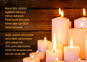 Joulukortti "Nuoren äidin silmäterä..." Joulukortti "Nuoren äidin silmäterä..."