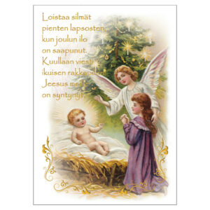Joulukortti: "Enkelit seimen äärellä"