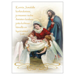 Joulukortti: "Maria ja Joosef seimellä"