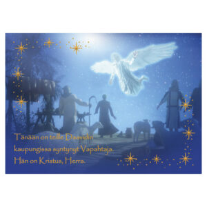 Joulukortti: "Tänään on teille syntynyt" (enkeli)