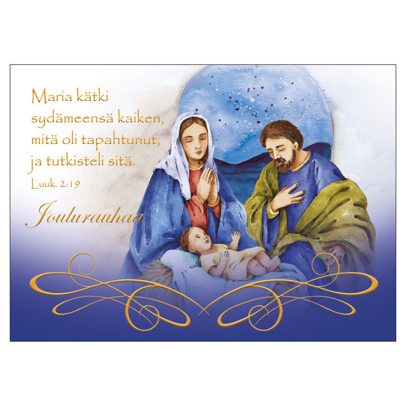 Joulukortti: "Maria kätki sydämeensä"