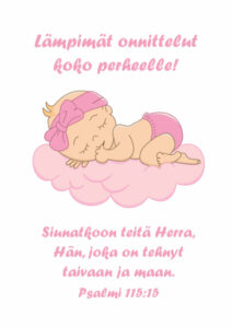 Kortti, Lämpimät onnittelut koko perheelle! Tyttö.