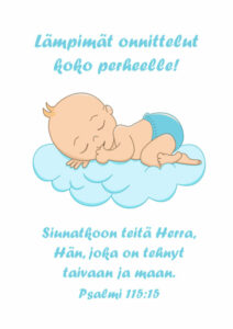 Kortti, Lämpimät onnittelut koko perheelle! Poika.